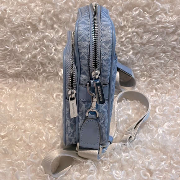 Michael Kors Jet Set Travel Signature PVC Medium Logo Chain Crossbody Flight Bag - Picture 3 of 5